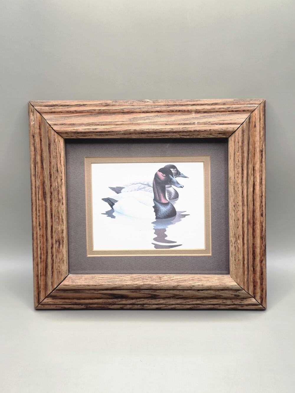 VTG Richard Sloan Framed Print Canvasbacks 1980 Matted Oak Frame No Glass
